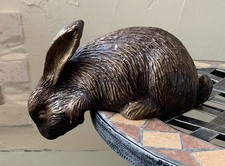Solid Bronze Leaning Rabbit Garden Ornament for Pond House Decoration Hang over