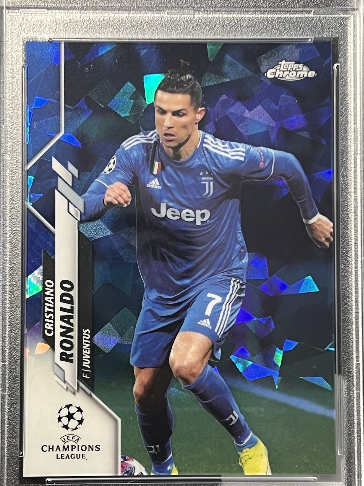 2019-20 TOPPS CHROME UCL SAPPHIRE #100 CRISTIANO RONALDO PSA 10 GEM MINT view 2