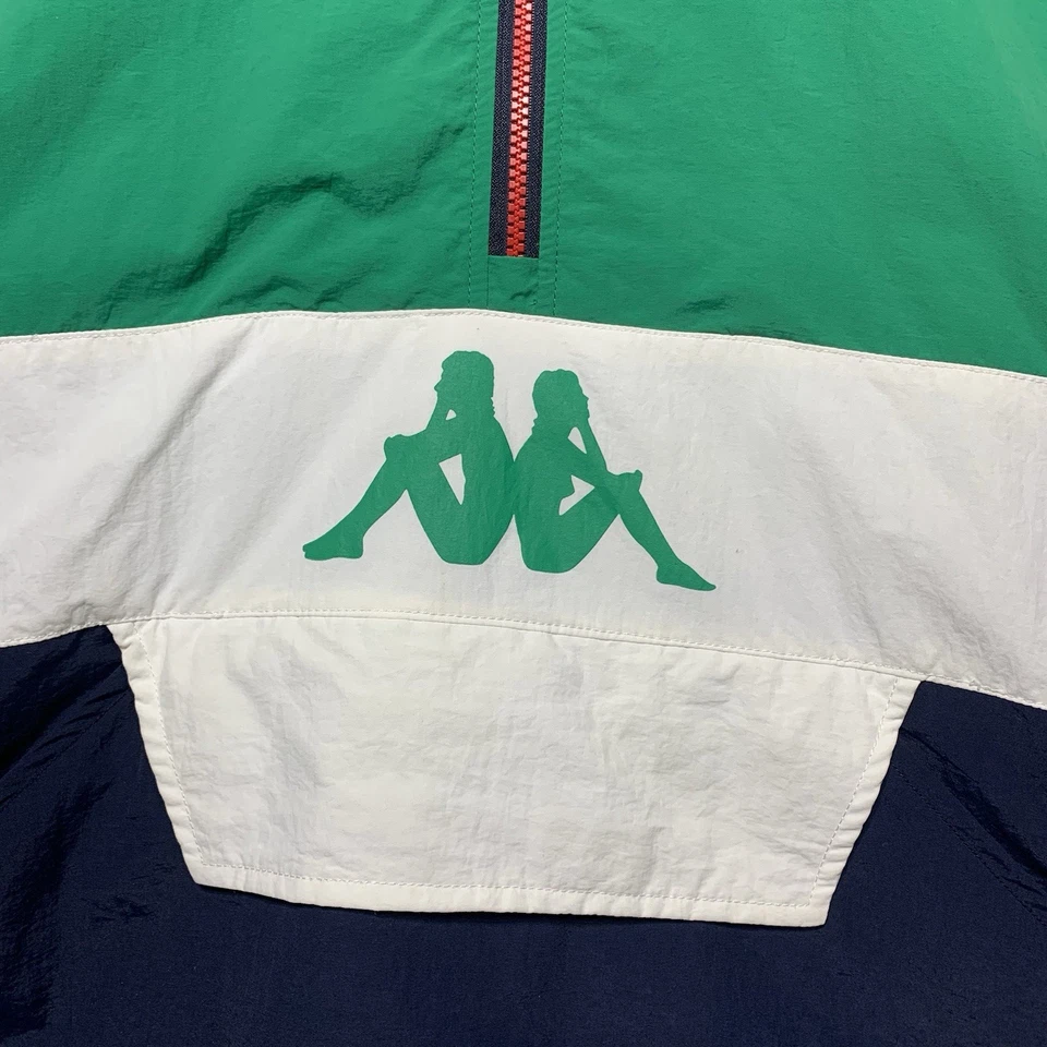 Chaqueta cortavientos Kappa Emile Anorak para hombre mediana azul verde cinta de bloque de color Foto 4 de 4