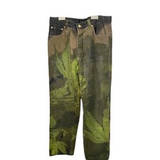 Vintage Green Roberto Cavalli Leaf Jeans from early 2000s