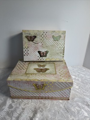 2pc Ashland Signature Accents Decorative Box Storage Home Decor 11.5x8 ,9.5x7 