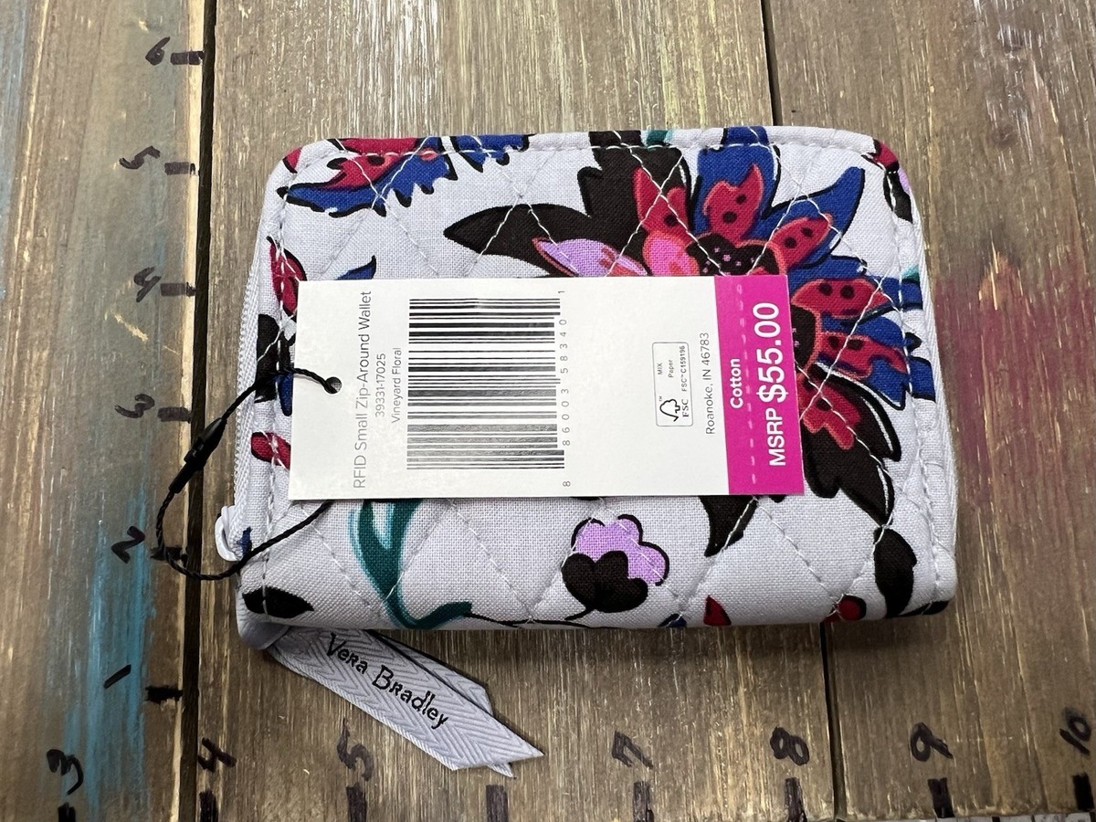 You!様 NWT Vera Bradley RFID Small Zip Around Wallet Vineyard Floral SEE