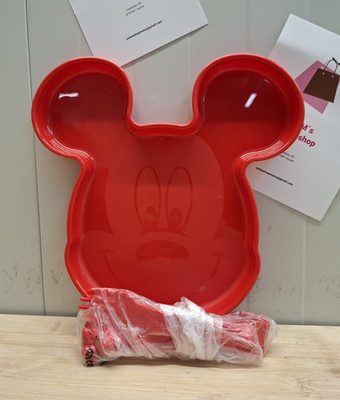 Tupperware Micky Maus Teller mit Besteck / rot