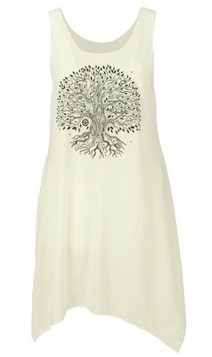 Minikleid mit Ethnodruck - creme / Tree of life