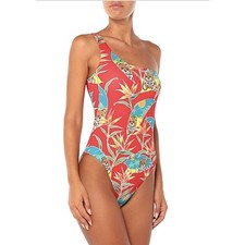 Moschino women  s one-piece swimsuit size 4 red Logo bears NWT