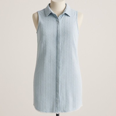 Current/Elliott Sleeveless Shirt Dress   Light Blue Textured Denim Look   Size 1