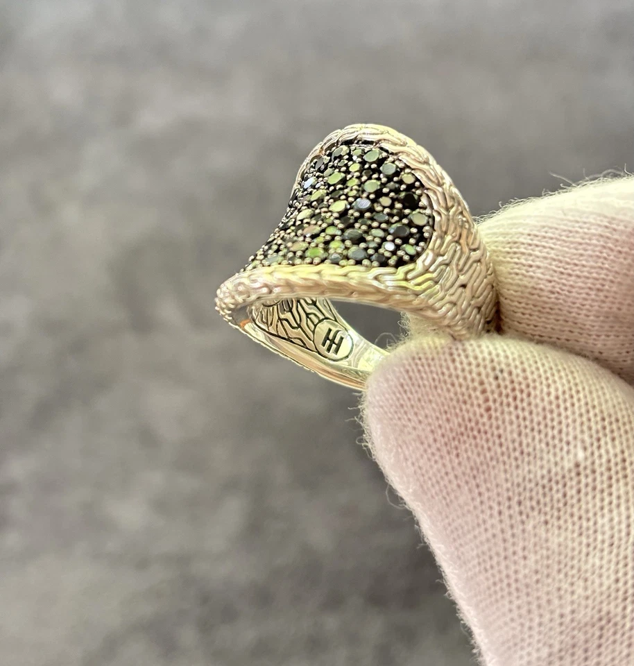 John Hardy Classic Chain Saddle Ring with Black Sapphires 7 - Image 3 of 4