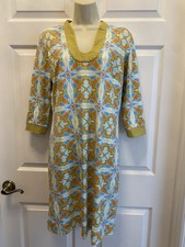 J. McLaughlin Catalina Cloth Dress Blue Morrocan Tile Print Made In USA Sz M