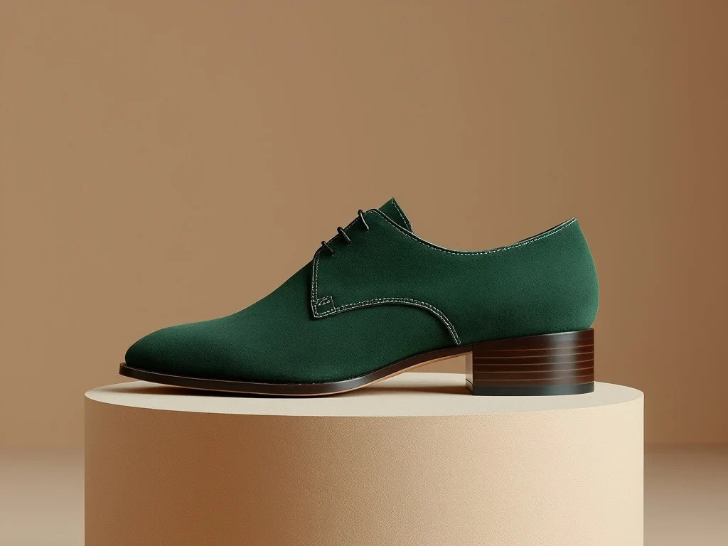 Custom Made Designed Bespoke High Heel Shoes Green Suede For  Man's Event Shoes image 2