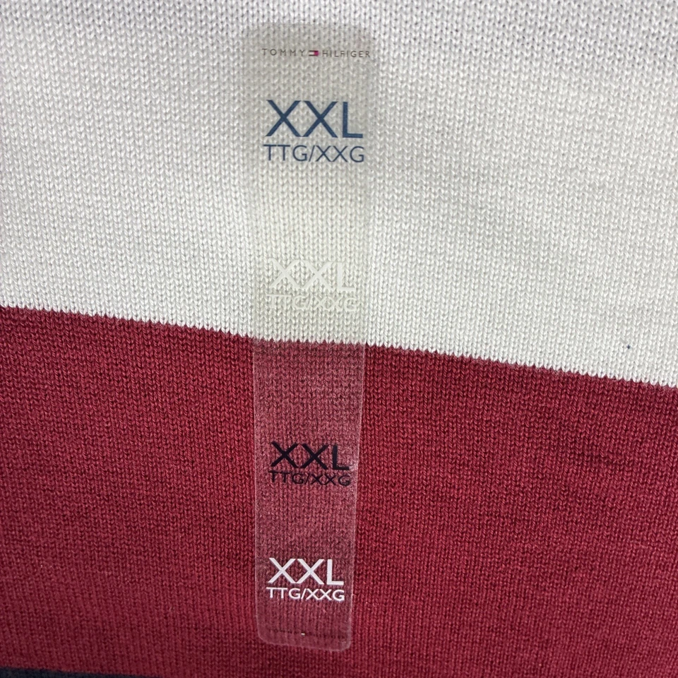 Men's Tommy Hilfiger Striped Crewneck Sweater XXL New Tags Navy White Red - Image 4 of 4