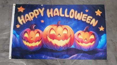 Fahne Flagge Happy Halloween Kürbis - 90 x 150 cm