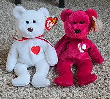 Ty Beanie Babies Valentino  Valentina Plush Bears Lot of 2 Vintage 1998