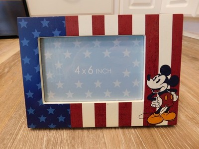 NEW! Disney Store Wood 4'' X 6'' Mickey Mouse Americana Patriotic Photo Frame