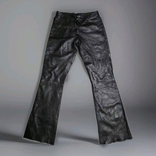 Leather Club Womens Black Leather Lace Up Front Flare Leg Pants Size 10