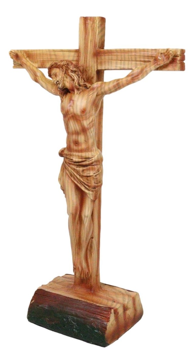 Passion Of Jesus Christ On The Cross In Faux Cedar Wood Finish