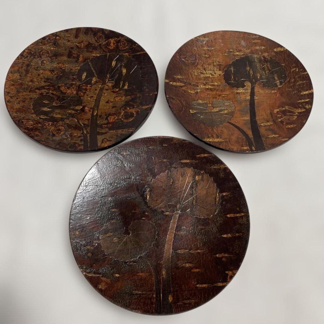 Akita Craft Sakura Bark Dessert Plate Set 3 15cm Used