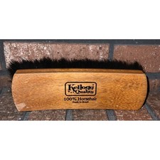 Kellogg Quality 100 Horsehair Shoe Shine Brush Wood Handle Made in Brazil Black