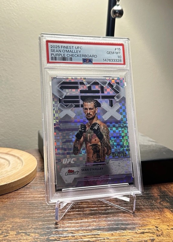 Sean O’Malley 2025 Topps Finest UFC Purple Checkerboard /150 PSA 10 - #15 Pop 1!