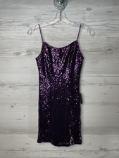 Lulus Dress Womens Small Sequin Bodycon Mini Party Cocktail Spaghetti Strap