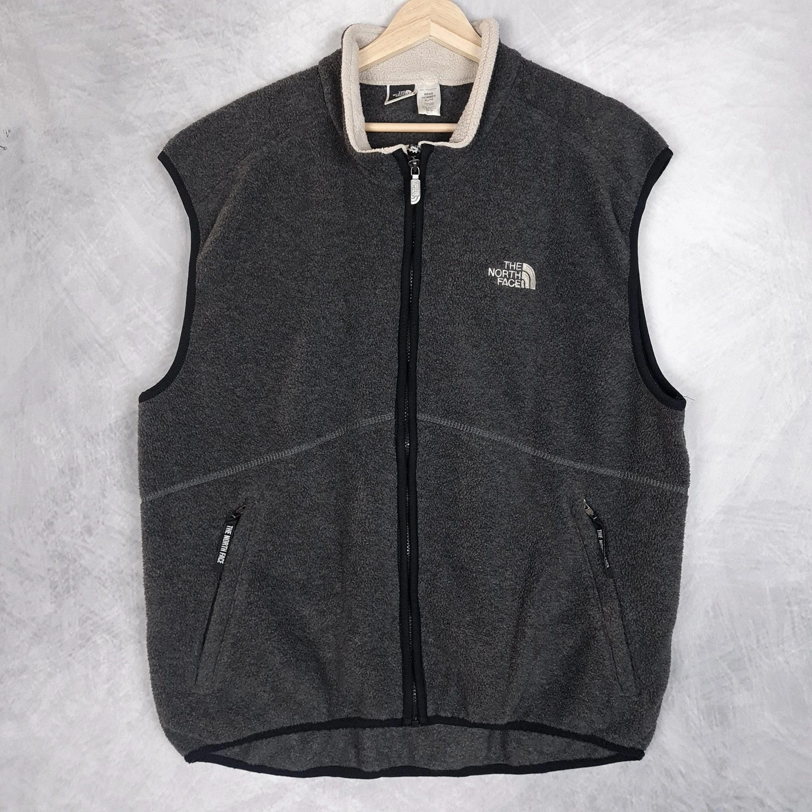 Vintage The North Face Vest Mens XL Gray Polartec Fleece Full Zip Made USA 90s