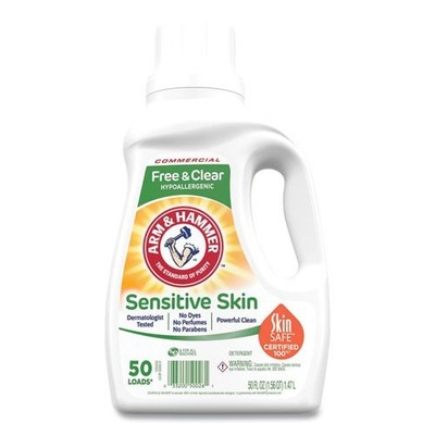 Arm & Hammer HE Compatible Liquid Detergent, Unscented, 50 Loads, 50 oz, 8/CT