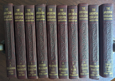 The American Educator Encyclopedia Complete 10 Book Set 1944 Embossed