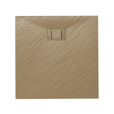 BAC À DOUCHE 90X90CM CARRÉ TORTOURELLE EFFET PIERRE RÉSINE SANS BONDE RÉDUCTIBLE