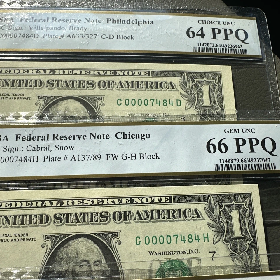 Federal Reserve Note PCGS 66 PPQ 4 Matching LOW SERIAL & Fancy Number - Image 3 of 4