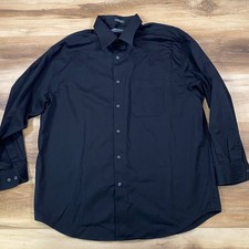 Perry Ellis Portfolio Dress Shirt Mens XL 17 32/33 Minimalist Wrinkle Free Black