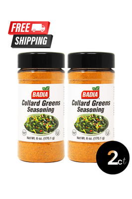 Badia Collard Greens Seasoning 6 oz   Twin Pack (2 Bottles)   12 oz Total