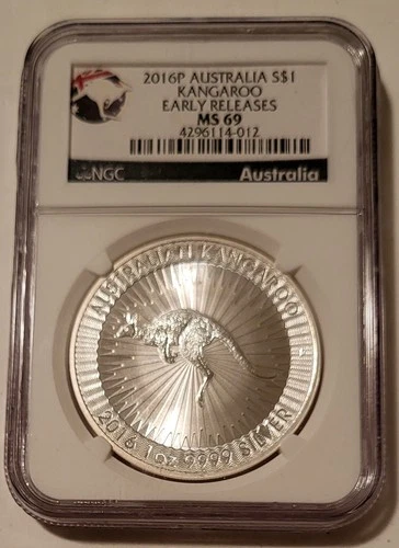 Australia 2016 P 1 oz Silver Dollar Kangaroo MS69 NGC Early Releases Blue Label