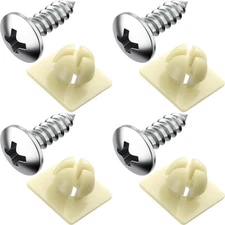 License Plate Screws with Nylon Inserts - Stainless Steel Rust Proof License Pla