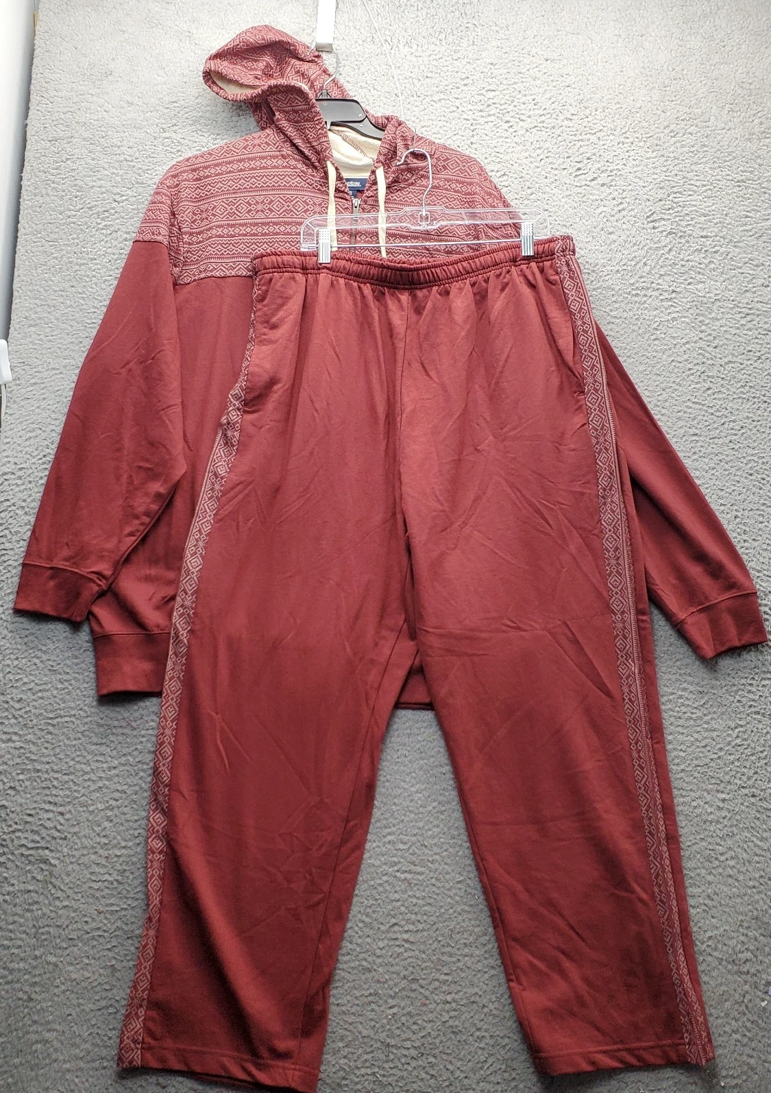 KINGSIZE 2 Piece Track Suit Mens Big 2XL Dark Red Aztec Oversized Full Zip
Opens in a new window or 