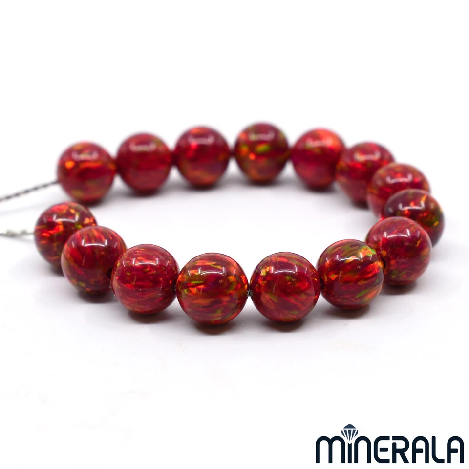RED LAB CREATED SYNTHETIC OPAL ROUND LOOSE BEADS 3mm-6mm FULL DRILLED WP0280F - Image 2 of 4
