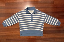 American Eagle Women s Oversized Henley Sweatshirt Blue White Stripe Small