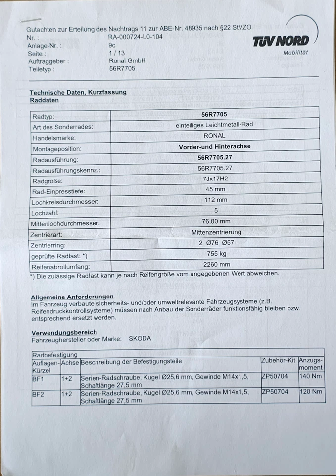 Winterkompletträder RONAL Skoda Octavia 5E 215/50/R17 95V - Bild 3 von 3