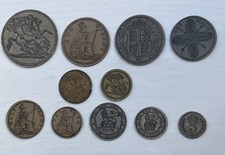Set of 11 Various Original George V Cardboard Coins sovereign florin 6d 3d etc 