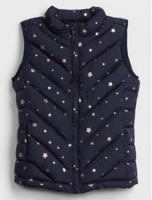 GAP Girls XL Vest Puffer Navy With Silver Metallic Stars