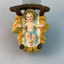 Vintage HandPainted Nativity Baby Jesus In Manger(1pcs)*ITALY*3”L*