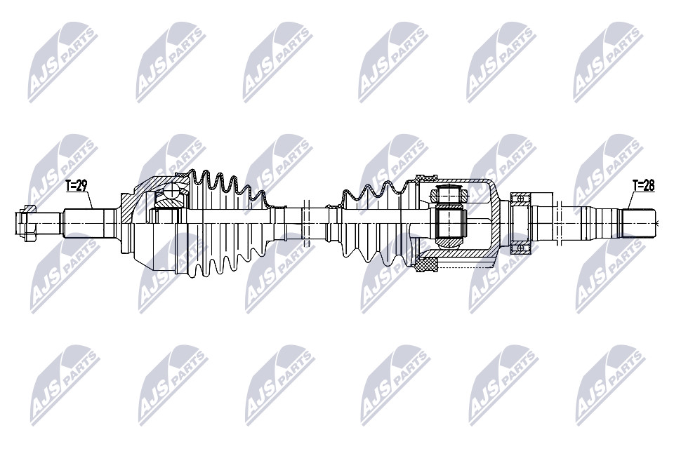 NTY Drive Shaft NPW-RE-205 For Fiat Nissan Renault Front Axle Right, New - Image 8