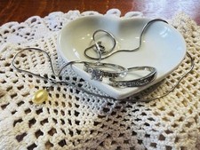 Lot mixte 3 bijoux bagues T61 collier argent perle culture estampille poinçon
