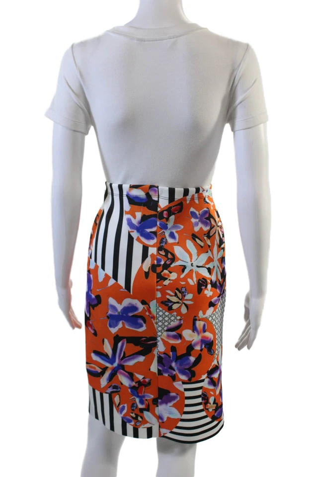 Женская юбка-карандаш Clover Canyon с цветочным принтом без застежек оранжевая фиолетовая размер большой - Изображение 3 из 4
