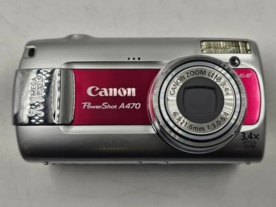 Canon PowerShot A470 7,1 MP Kompaktkamera Silber/Rot - Überholt