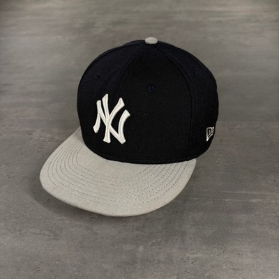 New Era New York Yankees Snapback Hat Navy Blue Grey Blockhead Flat Brim Cap