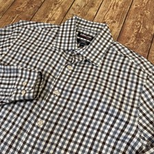 Kirkland Signature Tailored Fit Button Up Shirt Mens Large Gray Check Non Iron