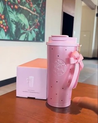 Starbucks China Valentine's Day Pink Heart 16oz SS Cup