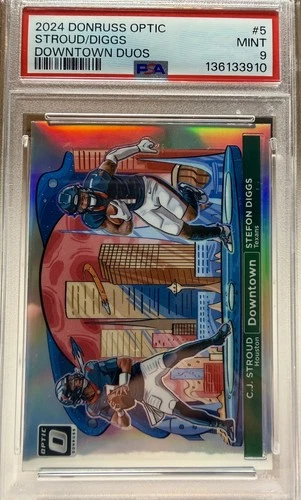 2024 Panini Donruss Optic -Downtown Duos C.J. Stroud, Stefon Diggs #5 PSA 9🔥🔥