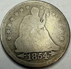 1854 Seated Liberty Silver Quarter Exact Coin Imaged #SL313