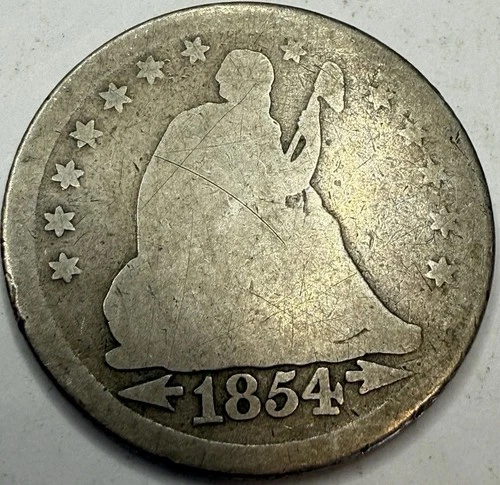 1854 Seated Liberty Silver Quarter Exact Coin Imaged #SL313