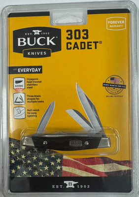 Buck 303 Cadet Manual Folding Knife Clip Spey and Sheepsfoot Blades 0303BRS2-C